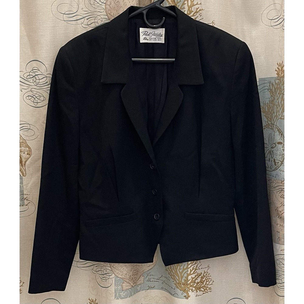 Paul Stanley Womens Black 100% Pure Wool Kiss Tailored Blazer Jacket Size 8
